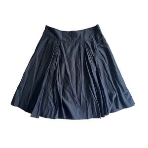 Banana Republic Cotton Silk Blend Black Skirt A-Line Pleated Women's 8